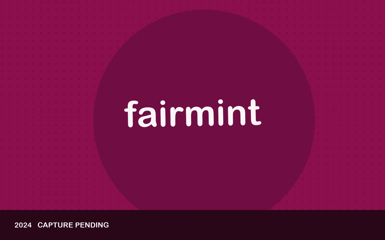 Fairmint — brand plate standing in for a screenshot. Onchain equity — founders and investors served from one homepage.